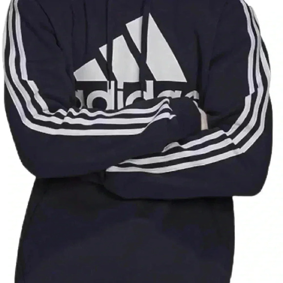 Adidas Men's 3-Stripes Fleece Hooded Sweatshirt Dark Blue - Picture 9 of 10
